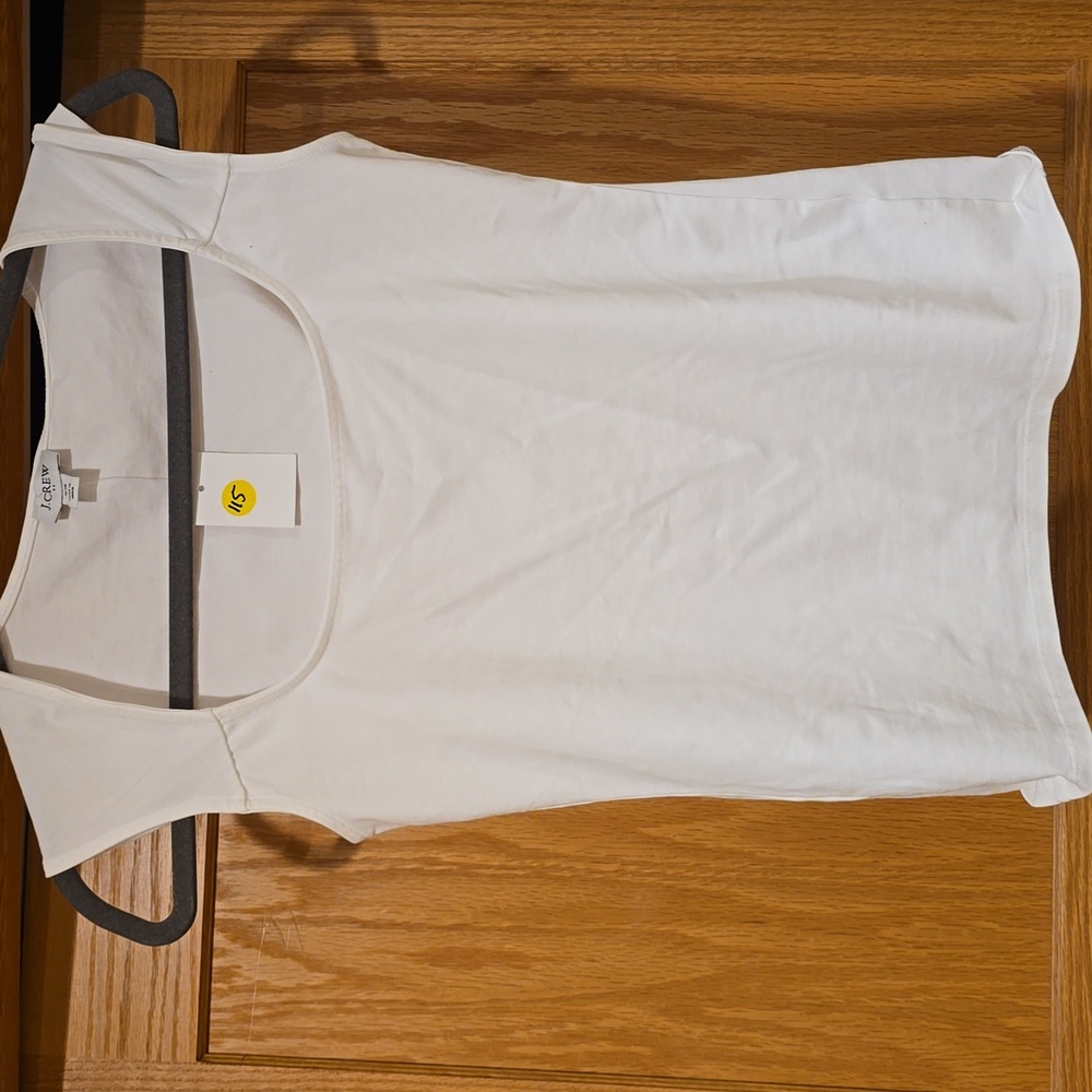 NWT J.Crew Cap-sleeve stretch cotton-blend squareneck tank top white xs $45 - Picture 10 of 10